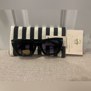 NWT House of Harlow 1960 Women's Black Sunglasses with Striped Case